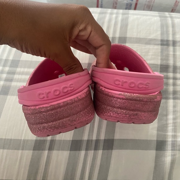 Girls Pink Glitter Crocs - Picture 2 of 4